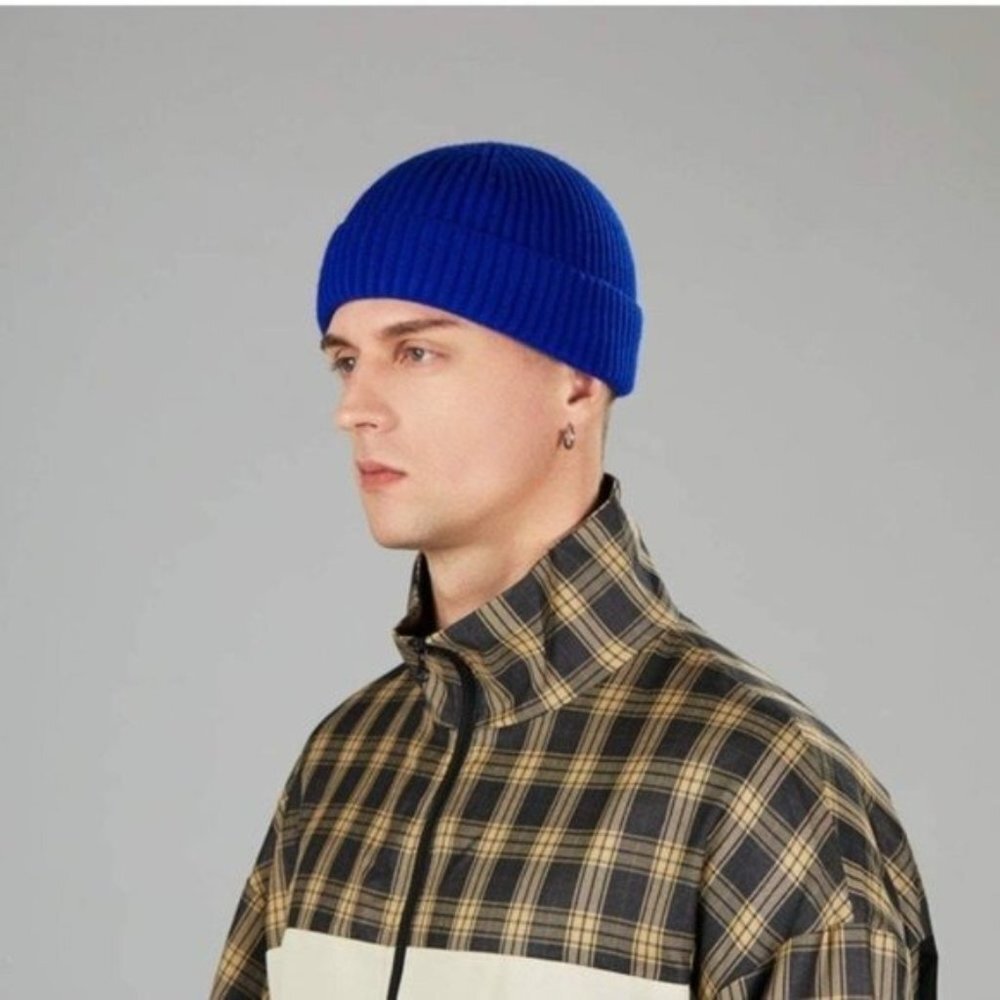 Blue Black Wool Beanie - Picture 1 of 7
